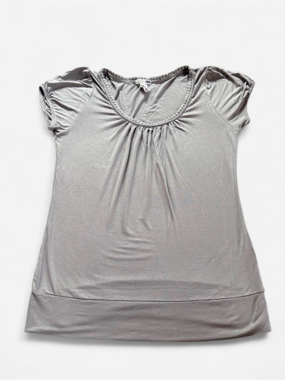 H&M Gray Scoop Neck Cap Sleeve Top Size M Casual Basic Tee